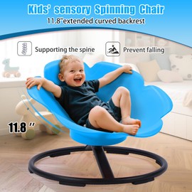 AzureaFlow Upgrade Spinning Chair for Autistic Kids，Kids Sensory Swivel Chair，Sensory Toy Seat, Petal Shaped Sensory seat，Vestibular Tactile Visual Proprioceptive Input （Blue）