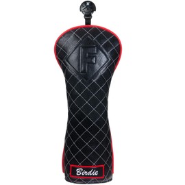 Golf Club Head covers Fairway Wood FW with Interchangeable Number Tag 3457X Elastic Closure Black PU Leather Birdie