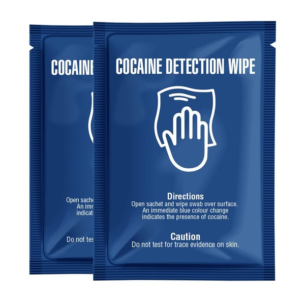 Cocaine Detection Wipes Pack of Sachets - Detect The Presumptive Presence of Cocaine on Any Surface by Swabbing The Area with Wipe Turning Blue Upon Contact with Drugs