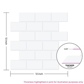 Tic Tac Tiles 10-Sheets Peel and Stick Tiles in Subway Designs (Thicker Subway White)