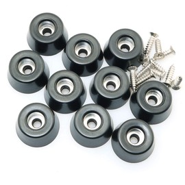 LQ Industrial Round Furniture Pad 10PCS 25x20x13mm Black Round Rubber Feet Bumpers with Screws and Stainless Steel Washers