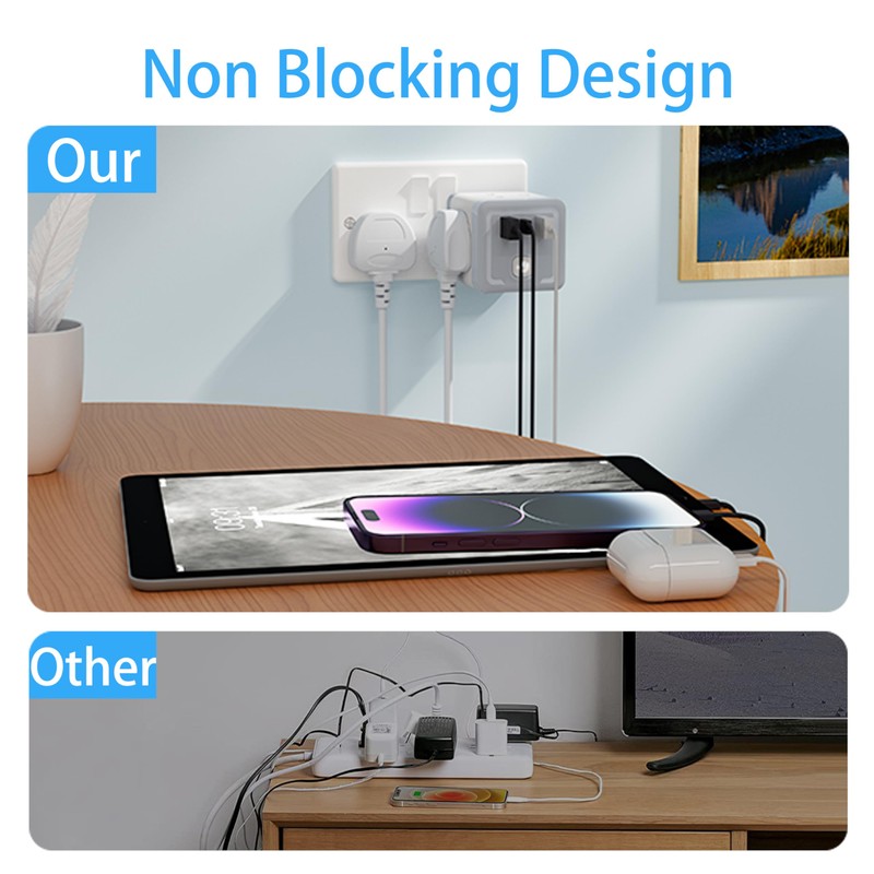 Multi Plug Adapter with 3 USB, AICODE 4 Way Multi