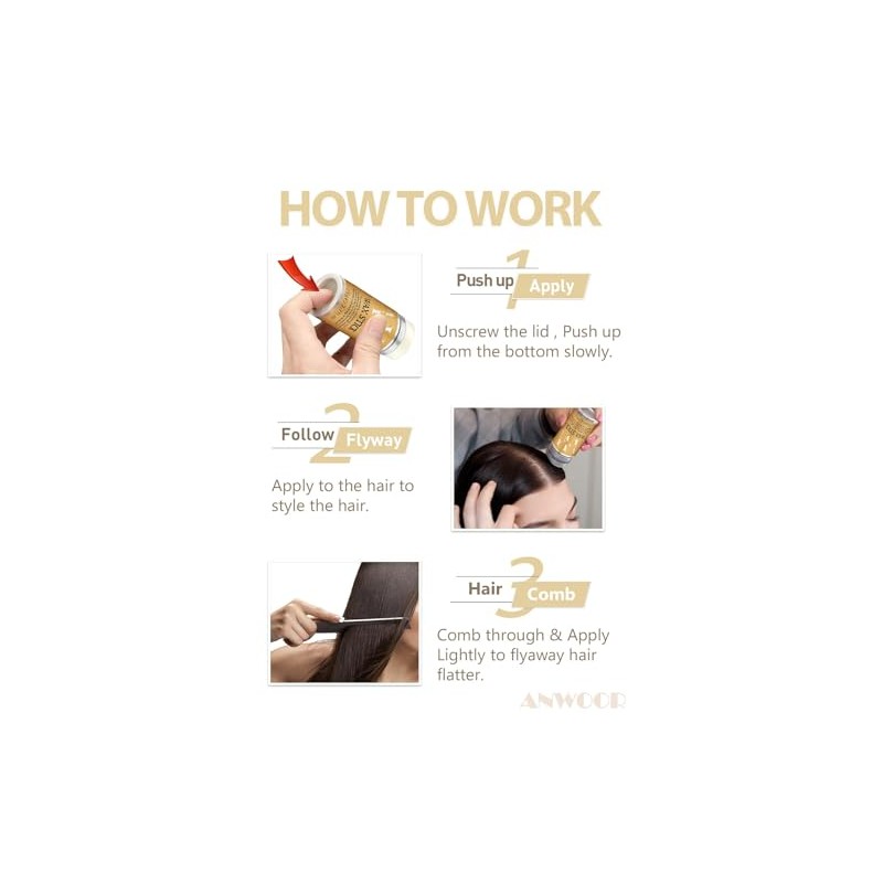 AnWoor Natural Hair Wax Sticks - Tame Flyaways & Frizz