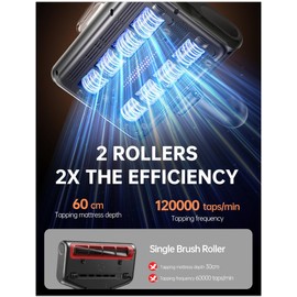 Mattress Vacuum Bed Vacuum Cleaner with 120000 Rpm/Min Double Brushroll,25Kpa Suction,UV-C Light &140℉ Heating & Ultrasonic Quintuple cleaning Tech,HEPA Filter,Widened Suction Port,500W,Corded