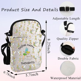 PLITI Tinkerbell Gifts Peter Pan Inspired Gift Pixie Lover Gift Think Happy Thoughts Fairy Tale Crossbody Bag For Women (Happy Thoughts ZCbagCA)