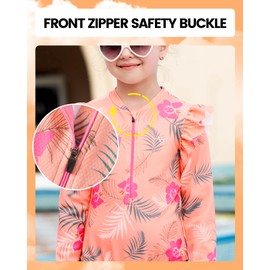 Angel season Toddler Girls Long Sleeve Swimsuit 2T Rash Guard for Girls Kids Bathing Suits One Piece Swimwear with Upf50+ and Zipper Quick Dry Rashguard Swimsuit Daisy in Summer Beach Surfing Sport