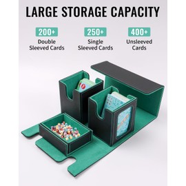 Azyvum Commander Deck Box, Card Game Box with Viewing Window, 2 Removable MTG Deck Boxes, Strong Magnetic Card Box with Dice Compartment for 200+ Cards