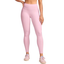 INGIA Womens High Waist No Front Seam Scrunch Butt Leggings Workouts 25 Inches V-Back Scrunch Booty Gym Yoga Pants Milk Pink Medium