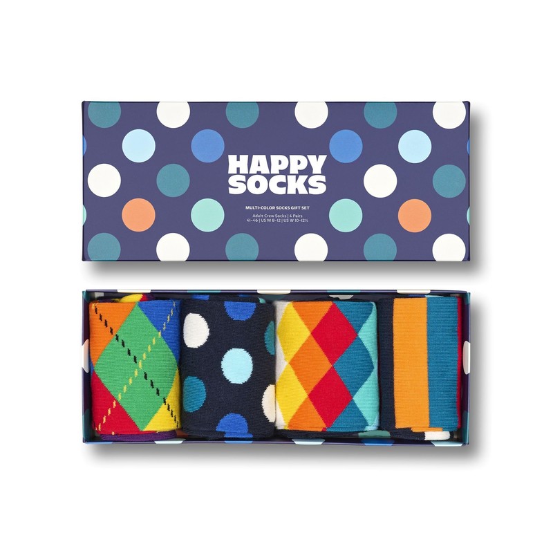Happy Socks Unisex 4-Pack Multi-Colour Gift Set Socks, 7-11 (Pack