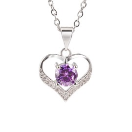 QianSiLi Heart Necklace, Crystal Necklace Women's 925 Silver Sparkling Women's Necklace, Two Rows of Diamonds Studded Choker Collar, Stunning Anniversary Gift for Her, Sterling Silver