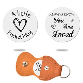 Pocket Hug Keychain Coin Gift for Women Men Pocket Token for Best Friends Bff Bestie Birthday Christmas Gifts for Husband Boyfriend Anniversary Inspiration Gifts Motivational Keychain with PU Case