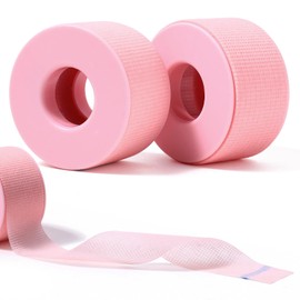 QfwdfcTrenz 2 Rolls Lash Tape for Eyelash Extensions Breathable Eyelash Tape for Extensions Professional Eyelashs Extension Supplies Easy Tear Adhesive Microporous Lash Tapes (1in x 10yd, Pink)