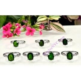 Wholesale Lot 7 Pcs Natural Diopside White Bronze Rings Crystal Healing