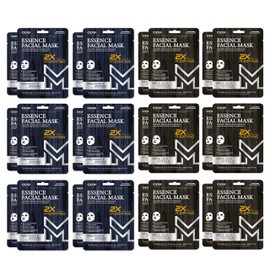 ORIGINAL DERMA BEAUTY for Men - 24PK Skin Care for Men, Face Masks Bulk, Korean Face Sheet Mask, Self Care Gifts Bulk (Green Tea & Hyaluronic) (24PK Mix)