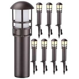 LEONLITE 8-Pack Low Voltage Landscape Lights Pathway, 3W 12V LED Path Lights, CRI90+, IP65 Waterproof Walkway Light, ETL Listed, Oil Rubbed Bronze Aluminum Housing, 3000K Warm White