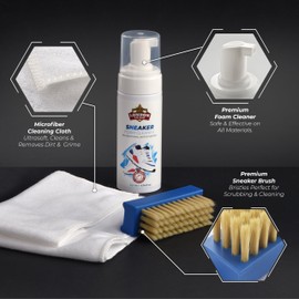 London Shine Sneaker Cleaning Kit, 140ml, Premium Shoe Cleaner with Soft Brush & Microfiber Cloth, Deep Cleans Dirt, Scuffs & Stains - Cleans All Types of Sneakers, White Shoe Cleaner Kit.