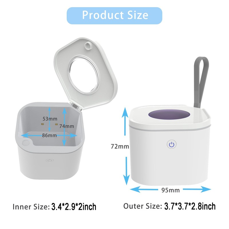 Portable Pacifier Sanitizer, Retainer Cleaner, UV-C Sanitizer Box Portable Case
