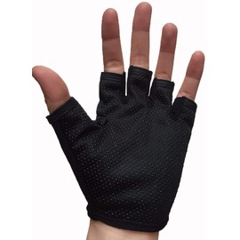 EurHouse Kids Fingerless Gloves for Bike Cycling Running Lightweight Sports Protect Non-Slip Mittens Half Finger - Black (BLACK)