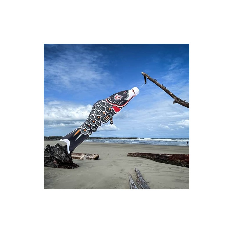 In the Breeze Koi Fish Windsock, 60-Inch, Black