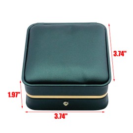 MY MIRONEY PU Leather Bracelet Bangle Box Blackish Green Jewelry Box Storage Case Organizer Velvet Interior Bracelet Storage Holder (3.74" x 3.74" x 1.97")