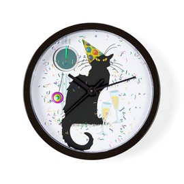 CafePress Chat Noir New Years Party Countdown 10" Wall Clock for Livingroom, Kitchen, or Office