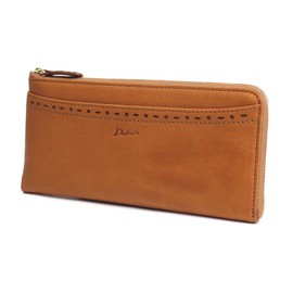 Dakota DA-35273 Women's Long Wallet, L-Shaped Zipper, Genuine Leather, Camel