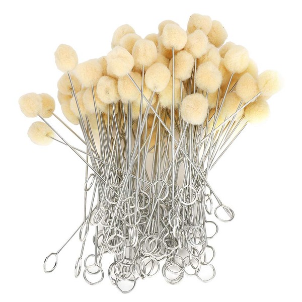 100Pcs Wool Dauber Applicator Wool Dye Applicator Metal Handle Wool