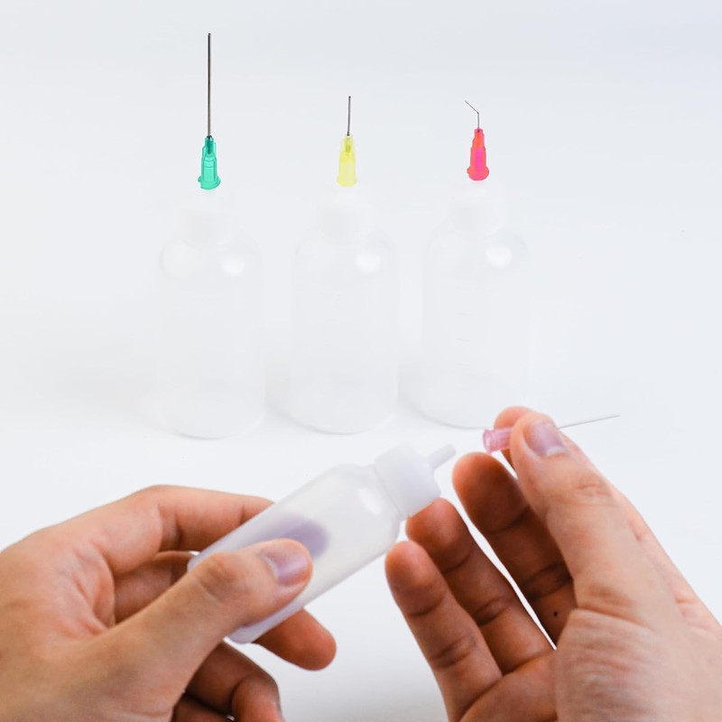Needle Bottle Applicator 50ml 5Pcs, Precision Needle Tip Glue Bottle