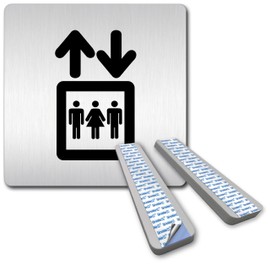 Türschilder24 XXL Door Sign, 125 x 125 mm, Lift, Lift, 1.5 mm Aluminium Solid Material, 100% Made in Germany (Elevator Pictogram + Spacer)