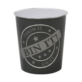JVL Small Bin It Waste Paper Bin, 24.5 cm x 26.5 cm, Dark Grey