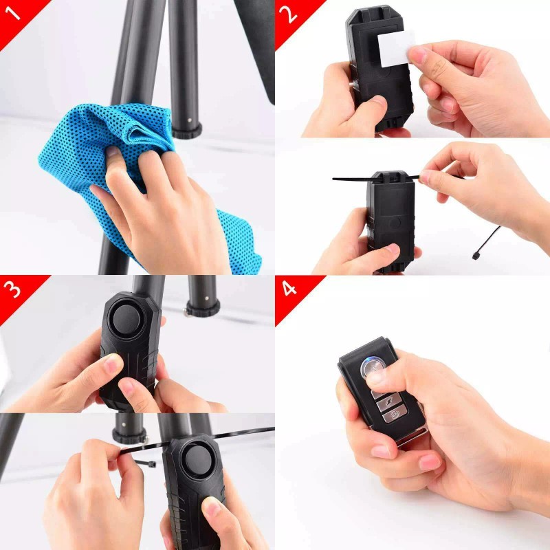 besttechtrading Bike Alarm with Remote Wireless Anti-Theft Vibration Security System