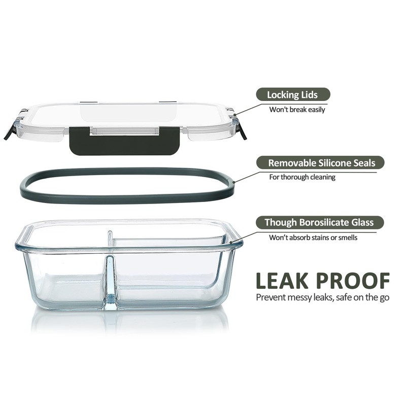 M MCIRCO [5-Pack, 36 oz] Glass Meal Prep Containers 3