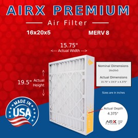 AIRX FILTERS WICKED CLEAN AIR. 16x20x5 Air Filter MERV 8 Compatible with Honeywell FC100A1003 Furnace Filter 2 Pack