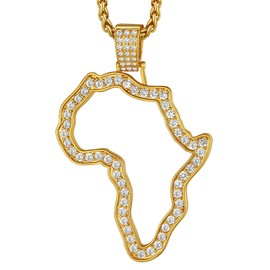 Richsteel Map of African Outline Necklace Cubic Zirconia Pendant Fashion Jewelry