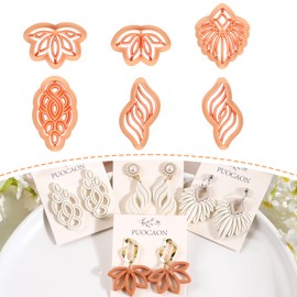 Puocaon Boho Polymer Clay Cutters - 6 Pcs Knot Macrame Design Clay Cutters for Polymer Clay Jewelry, Geometric Lotus Clay Earring Cutters, Rattan Art Clay Cutters
