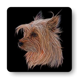Fractal Artworks Silky Terrier Coaster Set of 2, with Fractal Art Design 2-2
