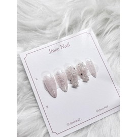 Glitter Cross Nail Tips - Short Almond / 글리터 십자가 네일팁 - 숏아몬드