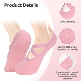 Kaempe 3 Pairs of Grip/Pilates Socks, Grippy Yoga Socks, Stopper Socks with Nubs, Women, Non-Slip ABS Socks, Non-Slip Reformer Pilates Accessories, Studded Socks, for Adults