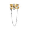 Stackable Gold Triple Rings with Chain for Women, Two Tone