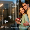 Hummingbird Pull Through Threader Earrings 925 Sterling Silver Long Piercing