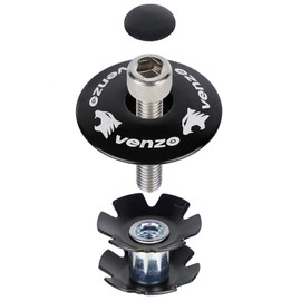 CyclingDeal 2X VENZO Bike Bicycle Fork Tube Lightweight Alloy Star Nut 1-1/8" with Headset Cap Kits