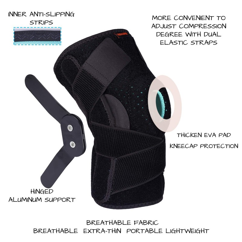 Thx4COPPER Knee Brace with Splint - Adjustable Open Patella with