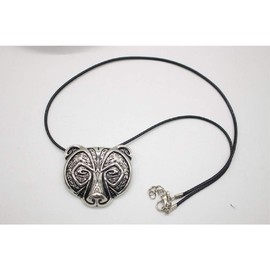 PikaLF Bear Necklace for Men, Nordic Viking Bear Head Pendant Necklace with 19.7 Inch Chain, Celtic Bear Totem Amulet Necklace, Hip Hop Necklace, Punk Animal Bear Jewellery Gift, NO