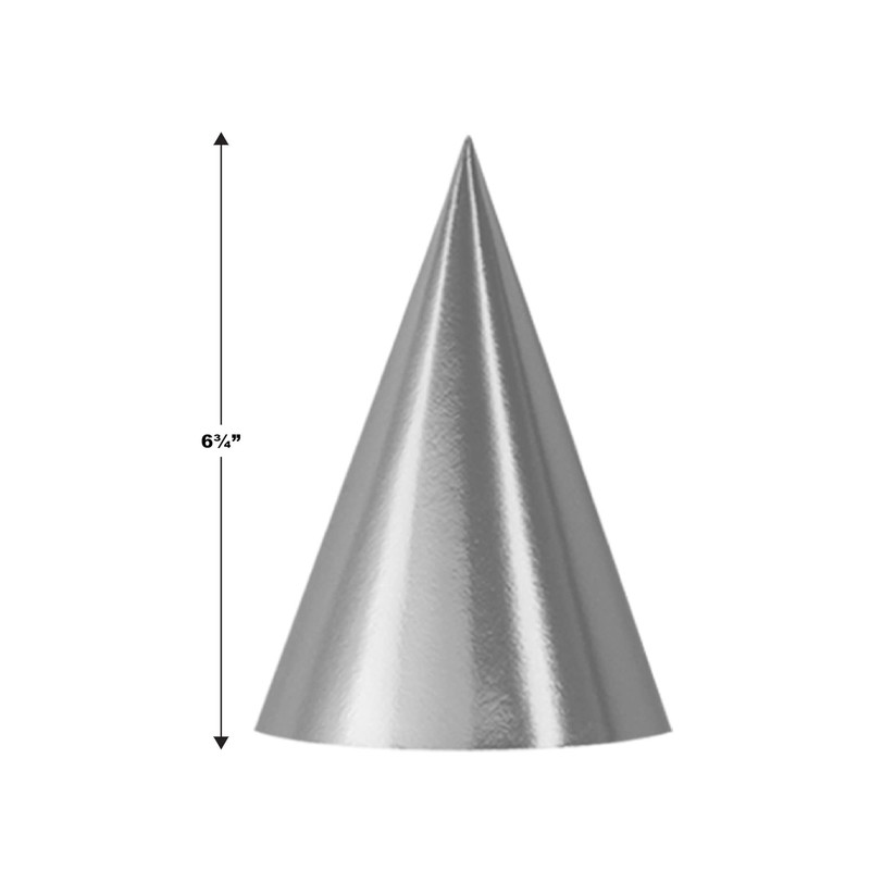 Beistle Pack of 48 Silver Foil Cone Hats, Novelty Metallic