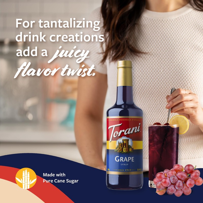 Torani Grape Syrup for Drinks, Flavoring for Iced Tea, Lemonade,