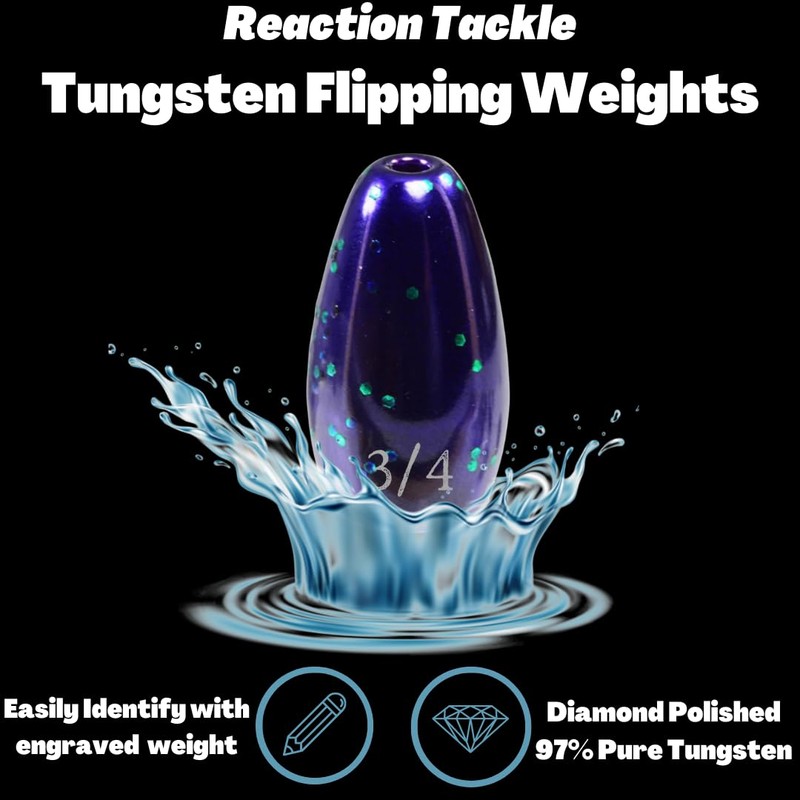 Reaction Tackle Tungsten Flipping Weights Sinkers - 1-1/4 June Bugs