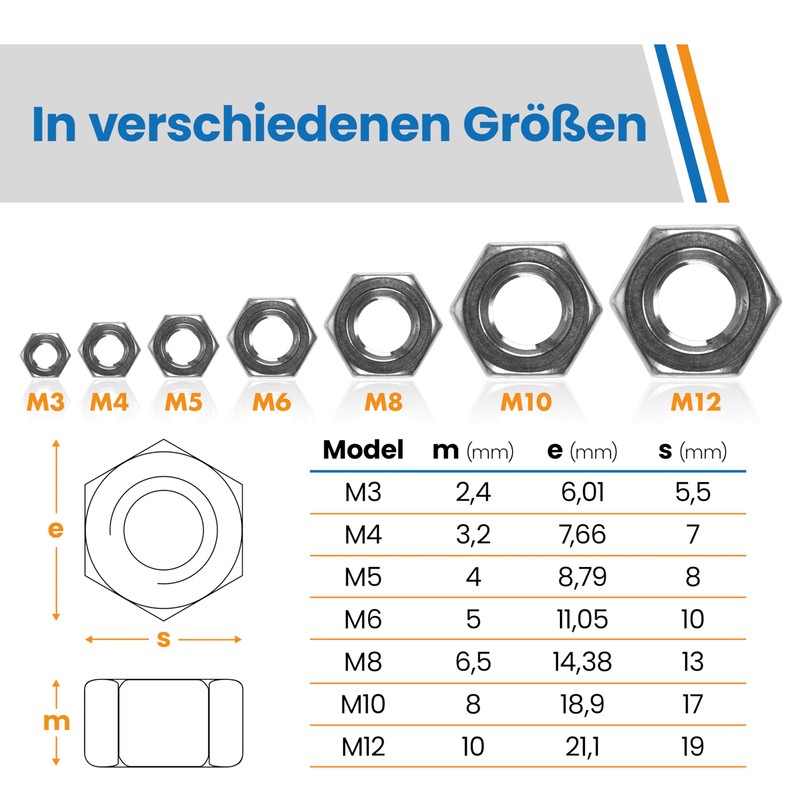 Topnorm24 - Hexagonal Nuts Stainless Steel M4 - (Pack of