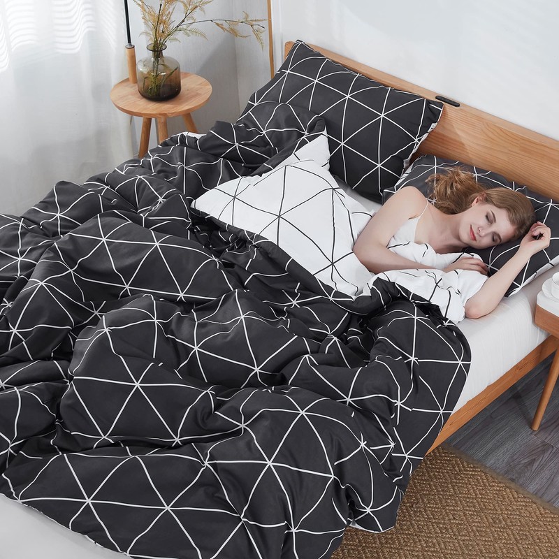 Atarashi Black King Size Comforter Set - 3 Pieces Black