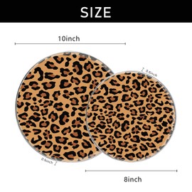 Round Gas Stove Burner Covers Set of 4,8 Inches and 10 Inches,Electric Stove Burner Covers,Metal Stove Burner Cover,Brown Leopard