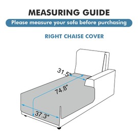 Genina 100% Waterproof Sectional Couch Covers for L Shaped Chaise Lounge Right, Anti-Slip Sectional Cover Furniture Protector Couch Cover for Dogs Pets, 1 Piece (Dark Gray, Right Chaise Cover)